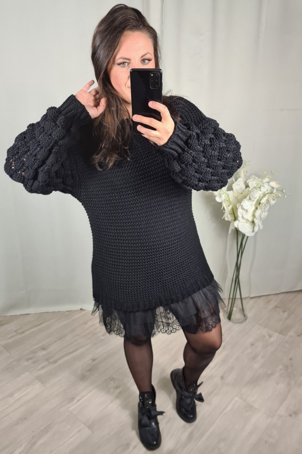 sweter oversize pompon czarny EMMA 5