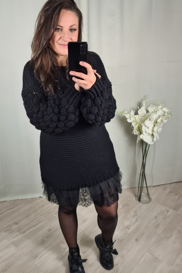 sweter oversize pompon czarny EMMA 6
