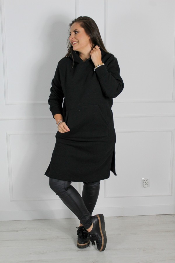 Długa bluza sukienka tunika czarna Ellen 2