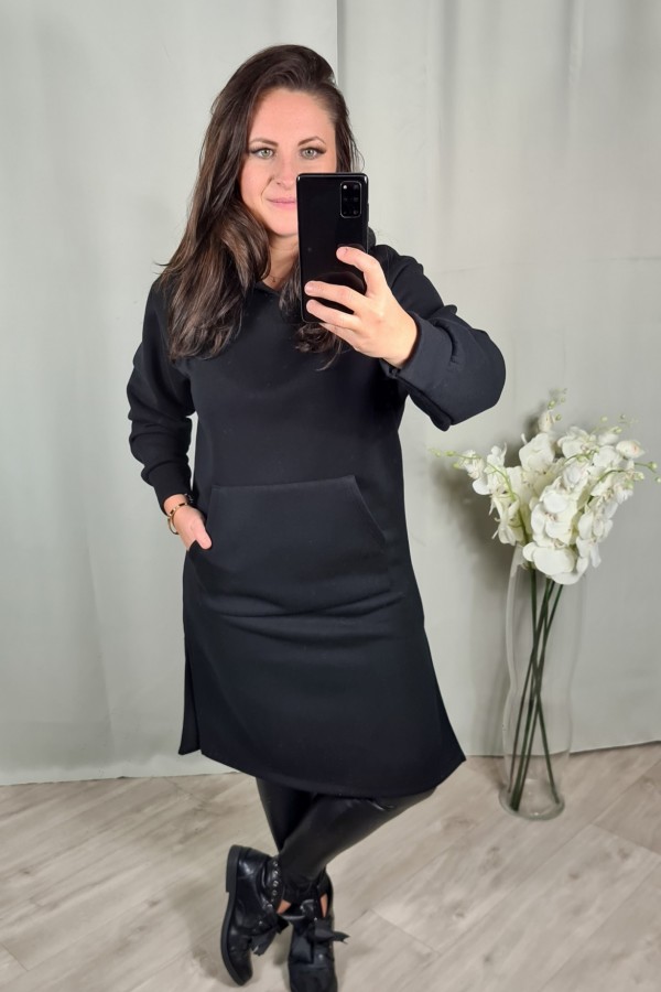 Długa bluza sukienka tunika czarna Ellen 5
