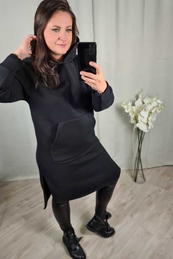 Długa bluza sukienka tunika czarna Ellen 6